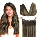 Wire Hair Extensions Human Hair, Adjustable Fish Line Hairpiece