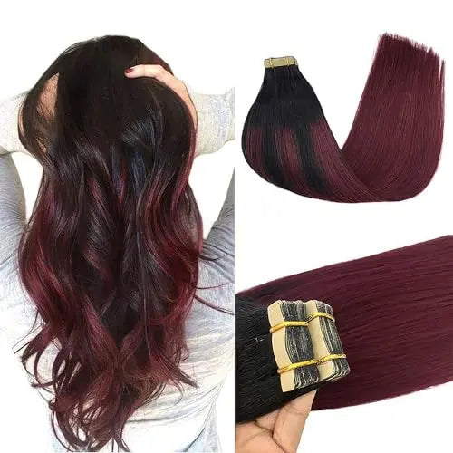 Tape-In Hair Extensions Human Hair 12" 40g 20pcs #1/99j