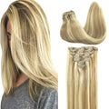 Clip-In Hair Extensions Real Human Hair, Remy Human Hair Extensions Clip ins for Women, Natural Human Hair, 14inch 120g 7Pcs,