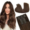 Clip-In Hair Extensions Real Human Hair, Remy Human Hair Extensions Clip ins for Women, Natural Human Hair, 14inch 130g 9Pcs,