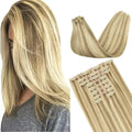 Clip-In Hair Extensions Real Human Hair, Remy Human Hair Extensions Clip ins for Women, Natural Human Hair, 14inch 130g 9Pcs,
