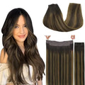 Wire Hair Extensions Human Hair, Adjustable Fish Line Hairpiece