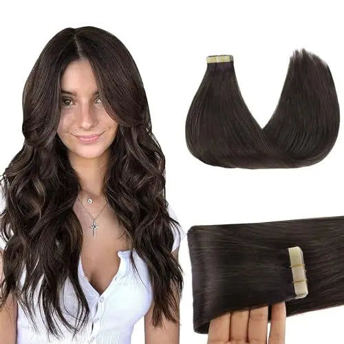 Tape-In Hair Extensions Human Hair 24" 20pcs #2A Light Brown
