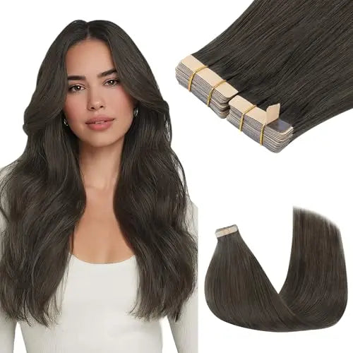Tape-In Hair Extensions Human Hair 20" 40pcs #1C Mocha Brown