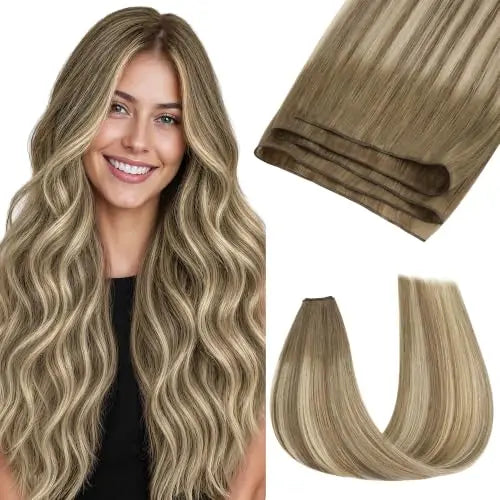 Genius Weft Hair Extensions Human Hair Invisible Blend Flat Weft