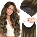 Wire Hair Extensions Human Hair, Adjustable Fish Line Hairpiece