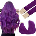 Tape-In Hair Extensions Human Hair 16" 10pcs #Purple