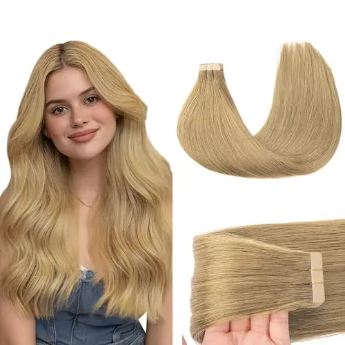Tape-In Hair Extensions Human Hair 16" 20pcs #7 Bronde