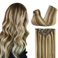 Clip-In Hair Extensions Real Human Hair, Remy Human Hair Extensions Clip ins for Women, Natural Human Hair, 16inch 120g 7Pcs,