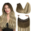 Wire Hair Extensions Human Hair, Adjustable Fish Line Hairpiece
