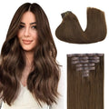 Clip-In Hair Extensions Real Human Hair, Remy Human Hair Extensions Clip ins for Women, Natural Human Hair, 16inch 110g 7Pcs,