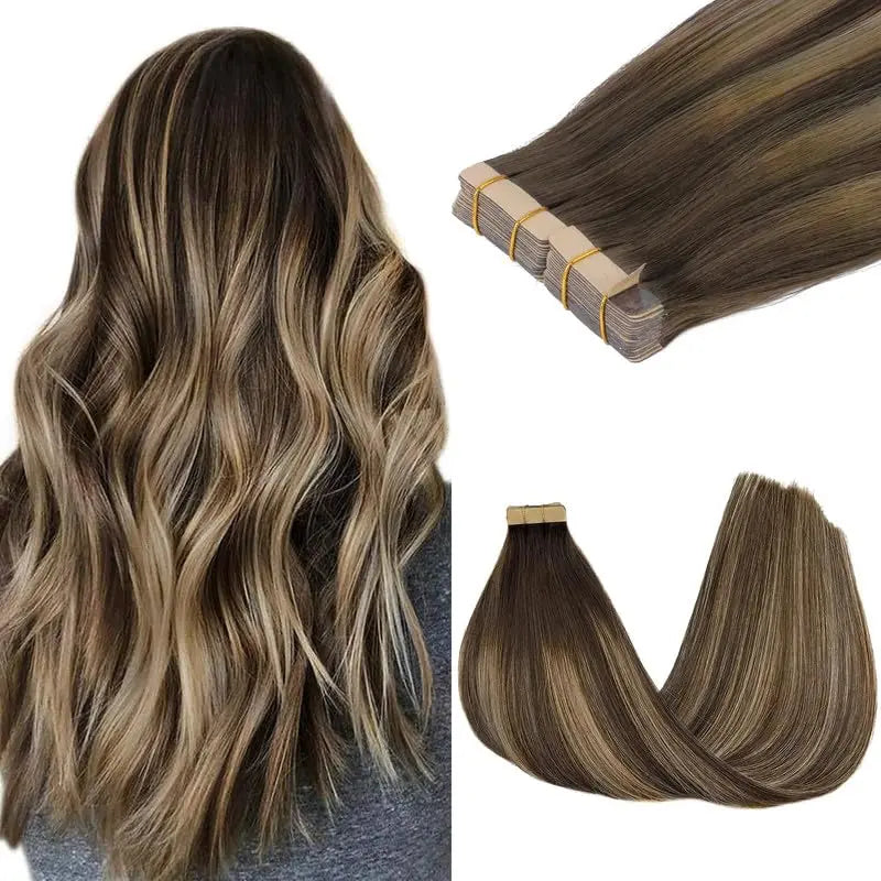Tape-In Hair Extensions Human Hair 14" 100g 40pcs #4/26/4