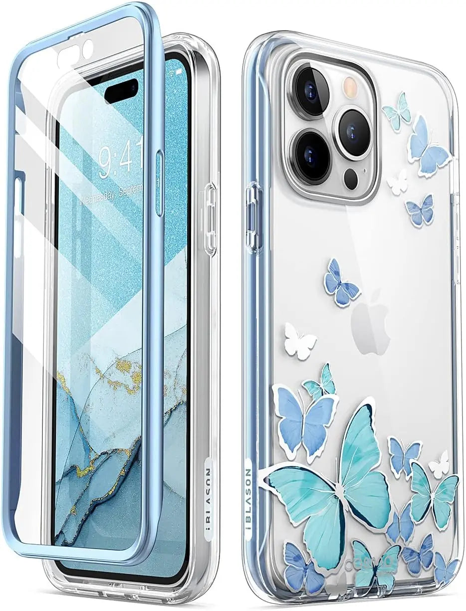 i-Blason Cosmo Series for iPhone 14 Pro Max Case 6.7 inch (2022), Slim Full-Body Stylish Protective Case with Built-in Screen Protector (Bluefly) My Store