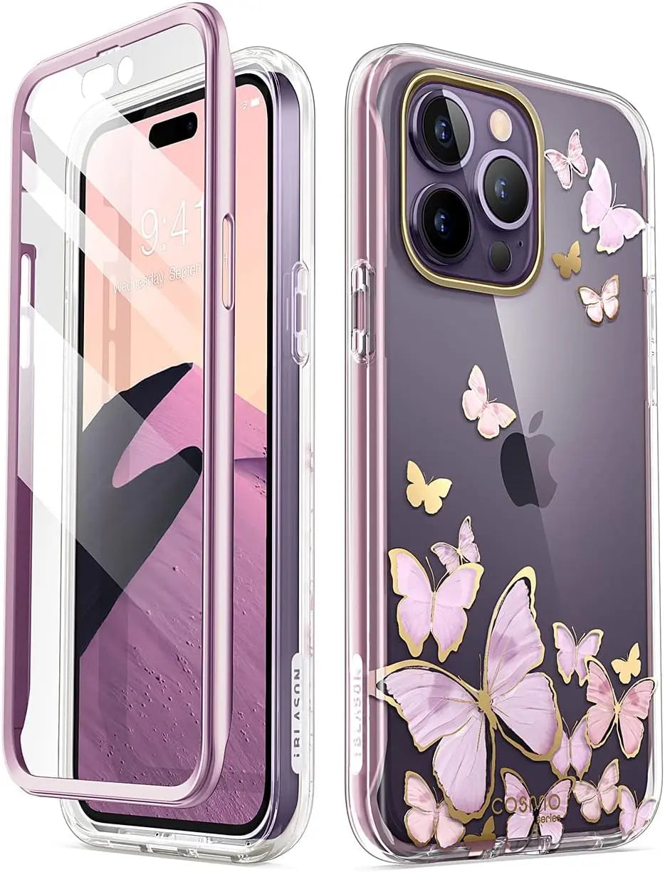 i-Blason Cosmo Series Case for iPhone 14 Pro Max 5G 6.7 inch (2022 Release), Slim Full-Body Stylish Protective Case with Built-in Screen Protector (Purplefly) My Store
