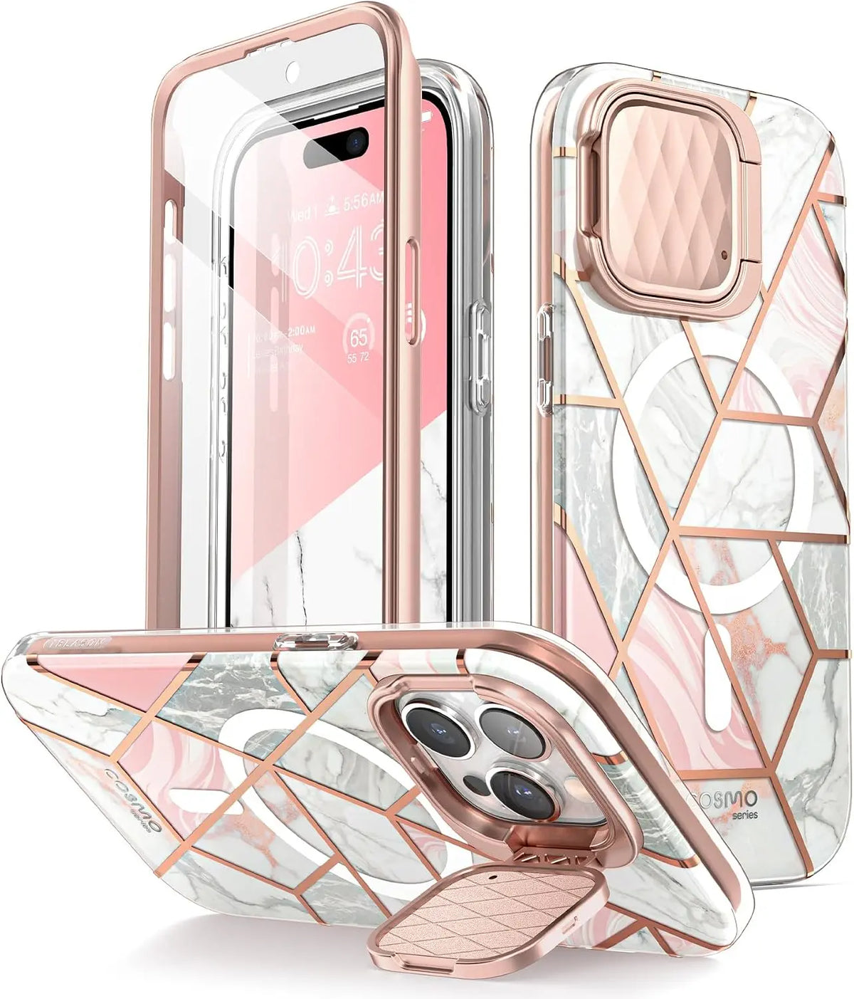 i-Blason for iPhone 15 Pro Max Case MagSafe with Camera Cover Stand, Slim Style Full-Body Phone Case for iPhone 15 Pro Max with Built-in Screen Protector & Kickstand (Marble) My Store