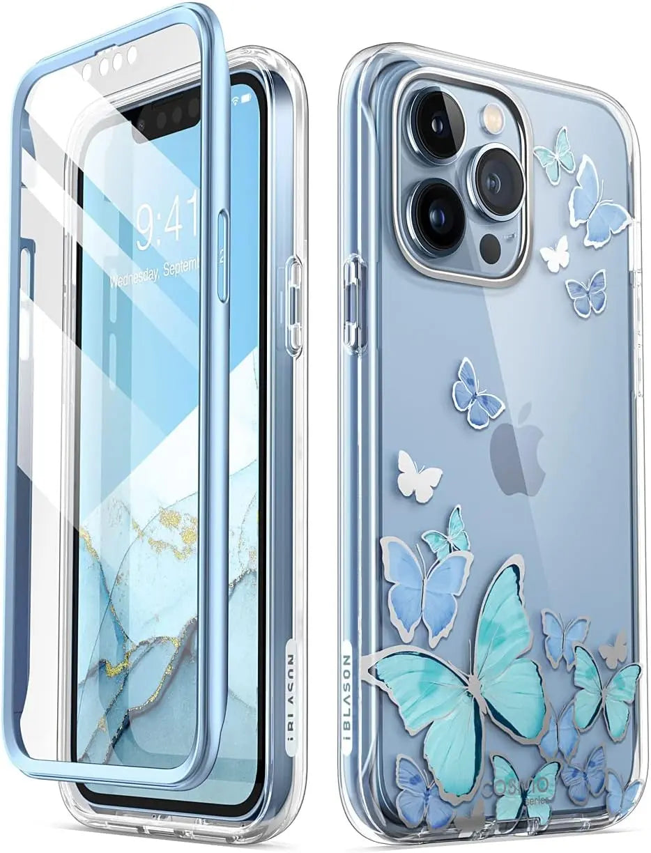 i-Blason for iPhone 13 Pro Case with Built-in Screen Protector, BlueFly My Store