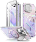 i-Blason Cosmo Mag for iPhone 15 Case/iPhone 14/13 Case [6.1''] with Camera Cover Stand, [MagSafe Compatible] Slim Stylish Full-Body Protective Case with Built-in Screen Protector (PinkWave) My Store