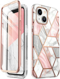 i-Blason Cosmo for iPhone 14 Case/iPhone 13 Case with Built-in Screen Protector, [Support Wireless Charging] Slim Full-Body Stylish Protective Phone Case for iPhone 14/13 6.1'', Marble Pink My Store
