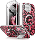 i-Blason CosMag Series Case for iPhone 15 6.1 inch (2023 Release), MagSafe Case Stylish Full-Body Cover with Built-in Screen Protector (PinkCheetah) My Store