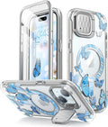 i-Blason for iPhone 14/13 Case [6.1''] with Camera Cover Stand [MagSafe Compatible] Slim Full-Body Protective Phone Case with Built-in Screen Protector (Bluefly) My Store