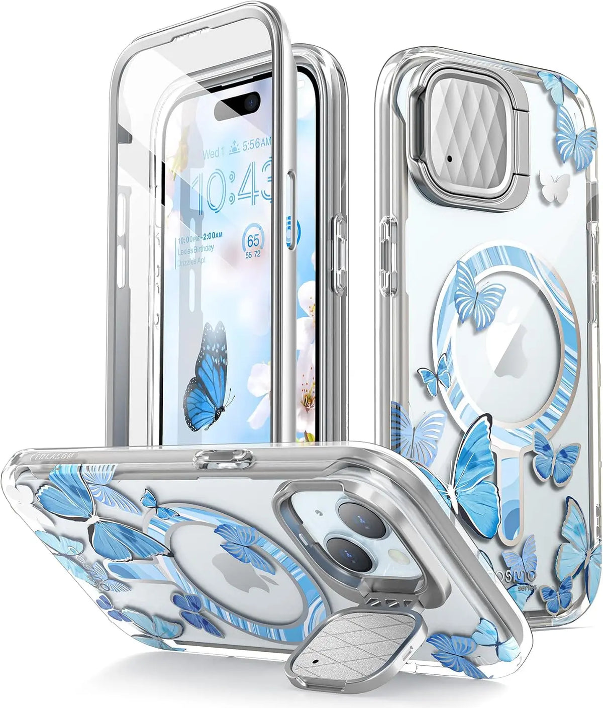 i-Blason for iPhone 14/13 Case [6.1''] with Camera Cover Stand [MagSafe Compatible] Slim Full-Body Protective Phone Case with Built-in Screen Protector (Bluefly) My Store