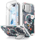 i-Blason for iPhone 15 Pro Max Case MagSafe with Camera Cover Stand, Flower My Store